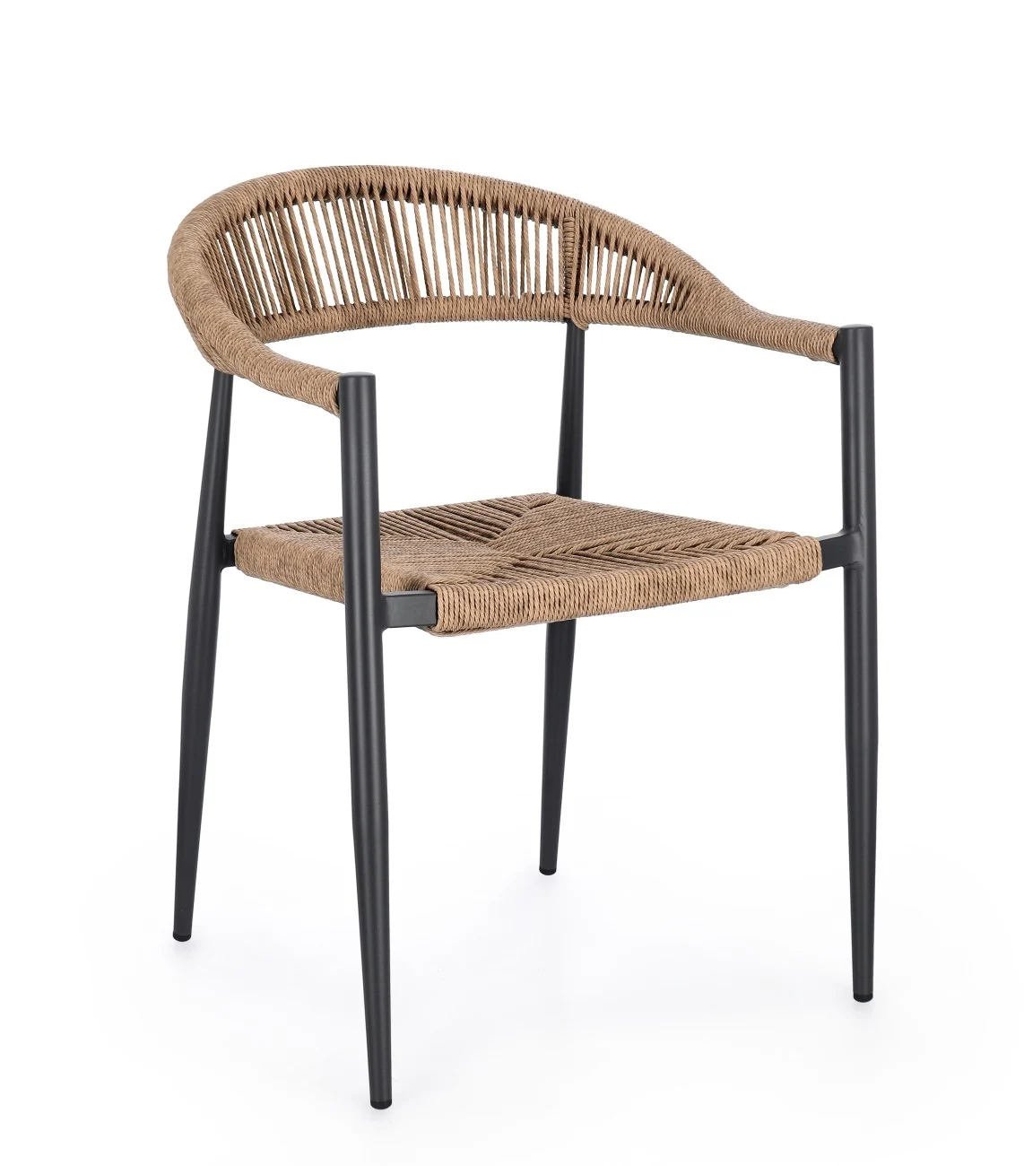 Gartenstuhl Jandia aus Aluminium und Twist Rattan, modern skandinavisch, anthrazit natur, stapelbar - Bizzotto