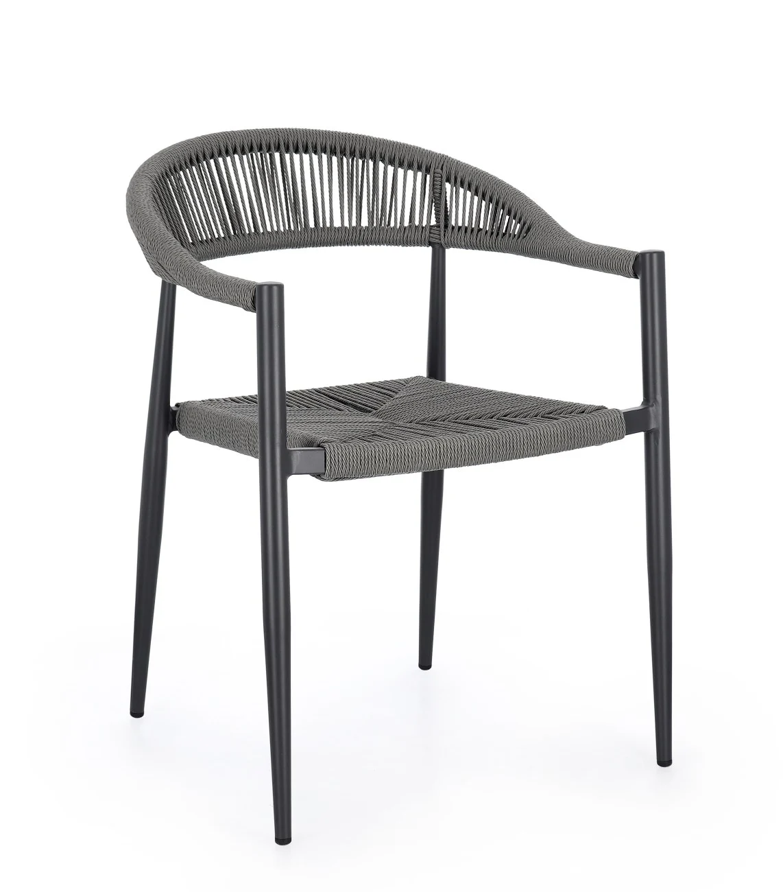 Gartenstuhl Jandia aus Aluminium, modernes Twist Rattan Design, stapelbar, anthrazit grau, Outdoor - Bizzotto