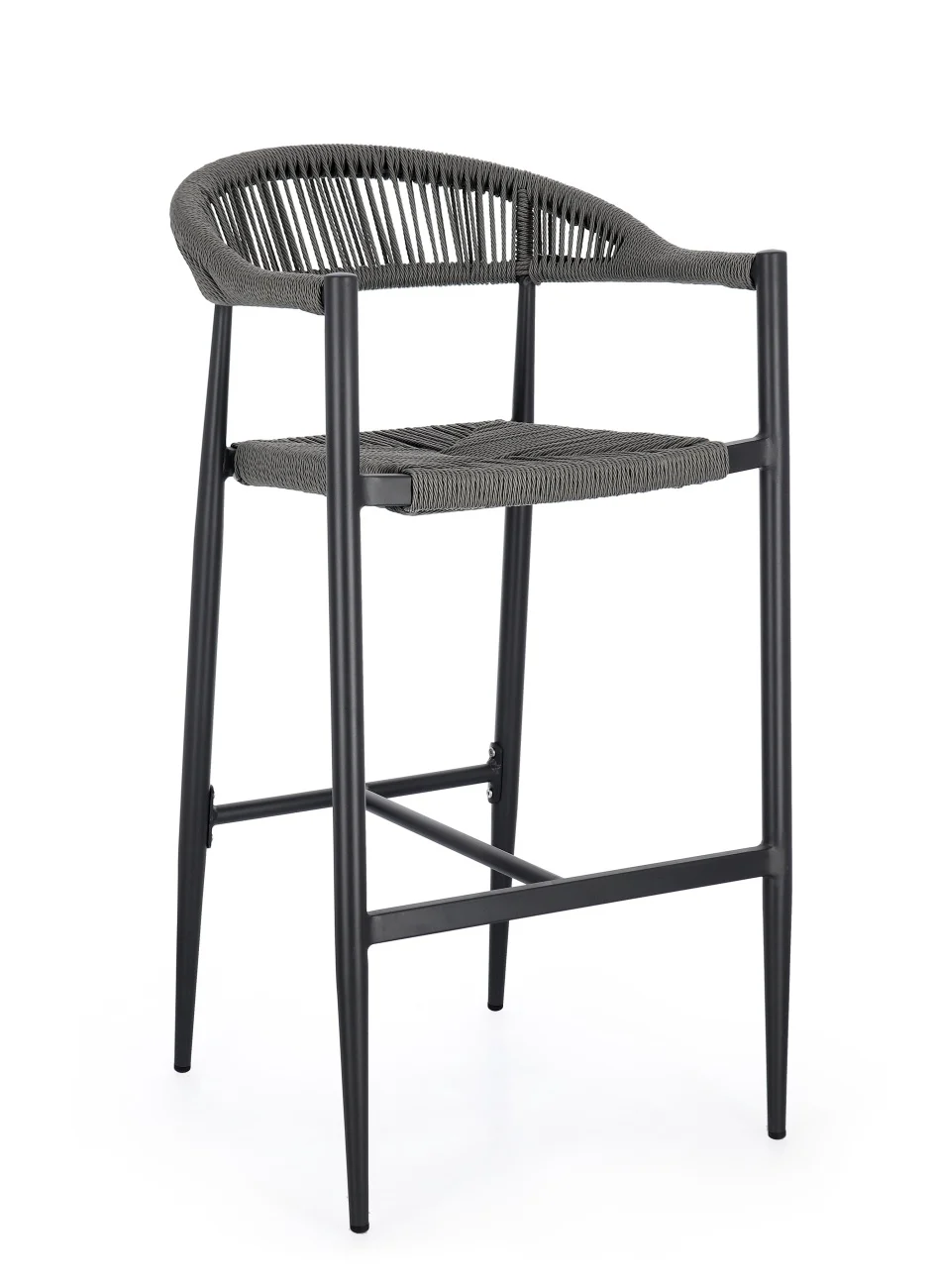 Gartenbarhocker Jandia aus Aluminium, modernes Design, anthrazit und grau, wetterfest für Outdoor - Bizzotto