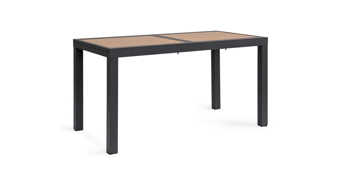 Gartenesstisch Hilja Aluminium in Holzoptik, modern skandinavisch, ausziehbar, anthrazit - Bizzotto