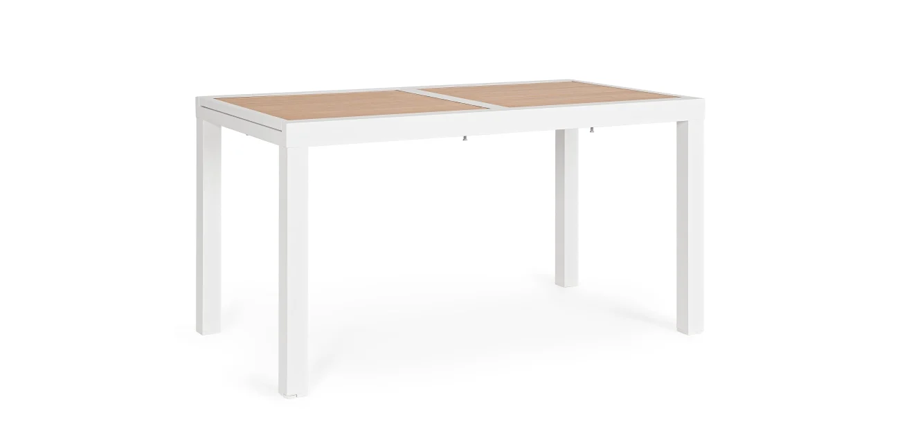 Gartenesstisch Hilja Aluminium in Holzoptik, ausziehbar, modern skandinavisch, weiß natur - Bizzotto