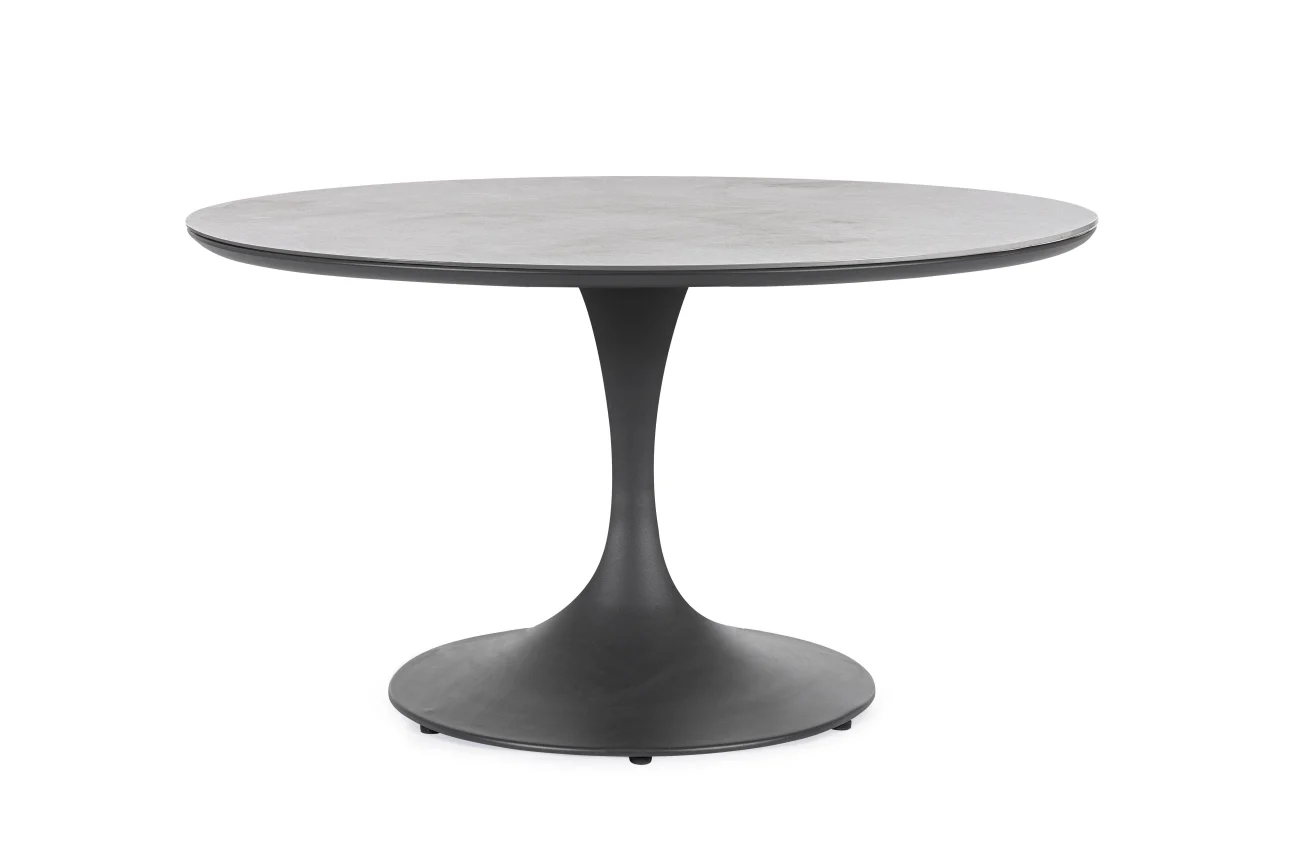 Gartenesstisch Arnold aus Aluminium und Stein, modern, rund Ø 120 cm, anthrazit, für 4–6 Personen - Bizzotto