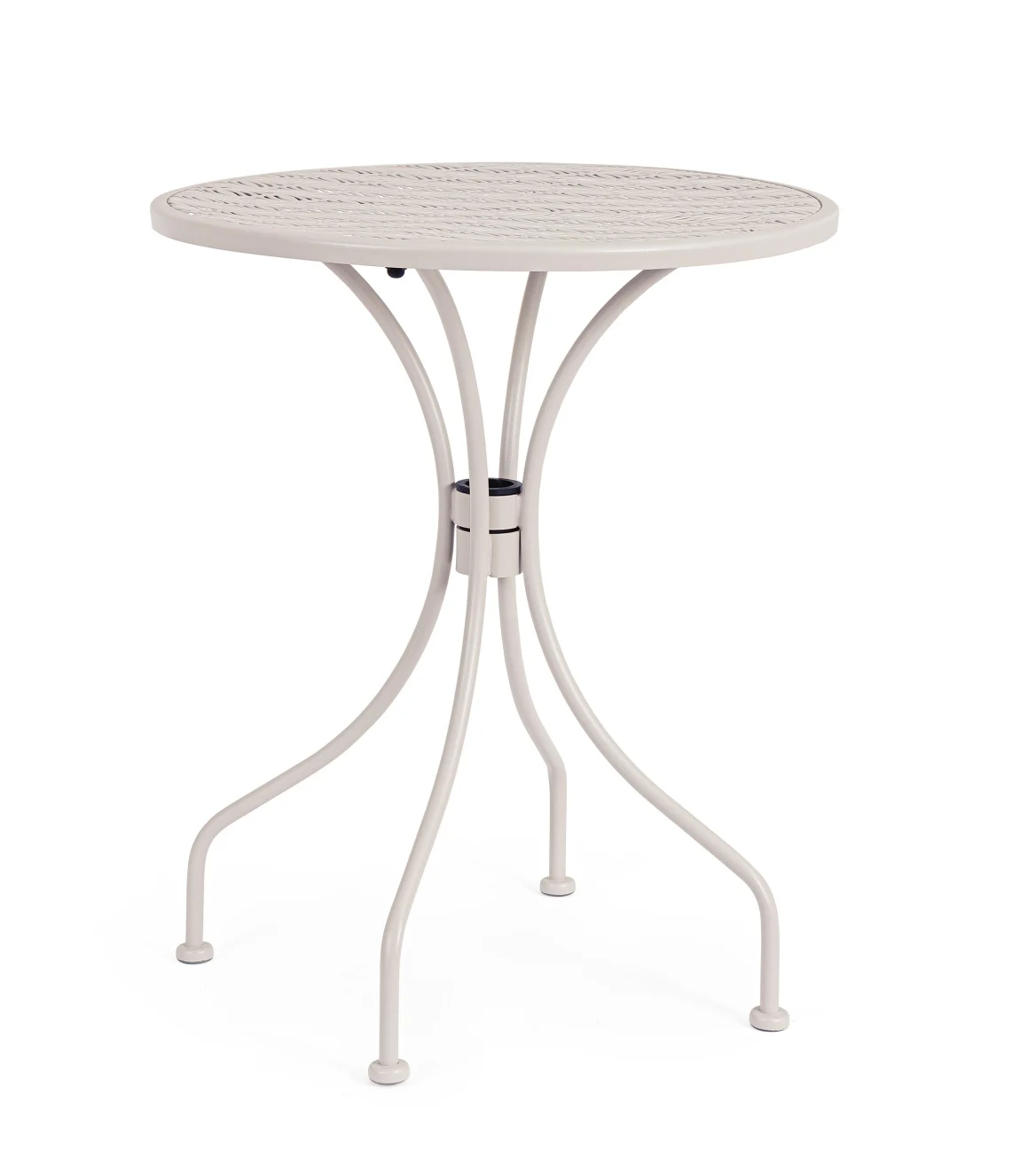 Gartentisch Lizette aus Metall, klassisch rundes Design, Farbe Griz Taupe, pulverbeschichtet - Bizzotto