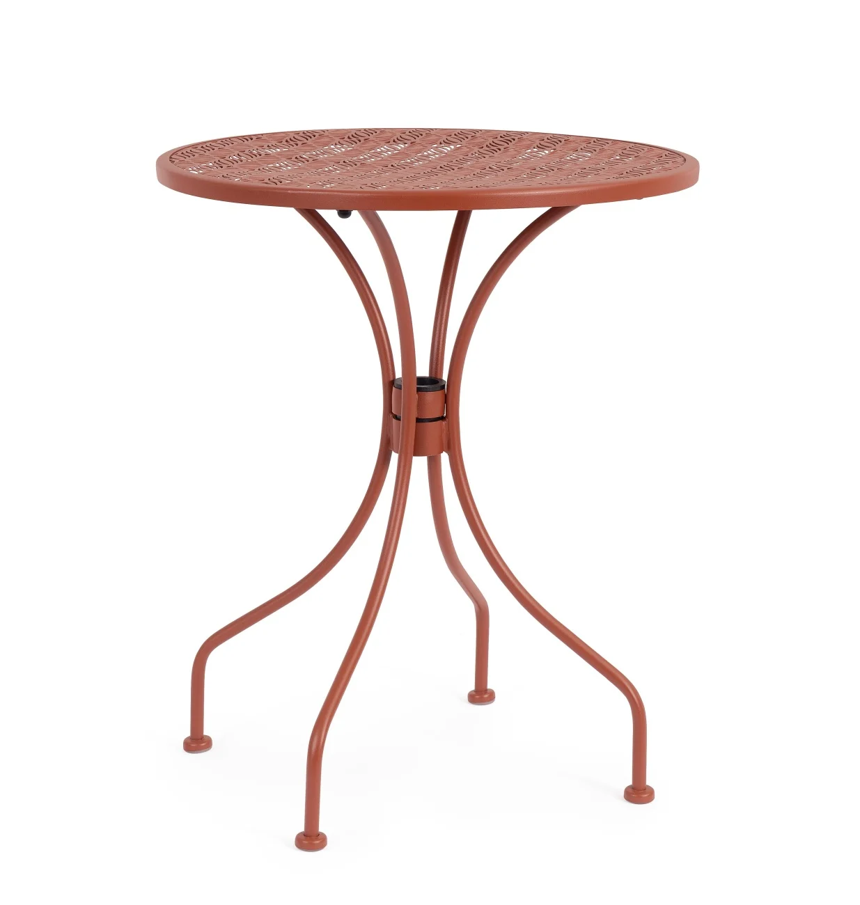 Gartentisch Lizette aus Metall, klassisch rund, picant rot, pulverbeschichtet, 60x60 cm - Bizzotto