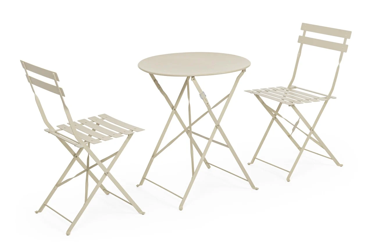 Garten-Set Austin Metall, klassisch klappbar, beige gips, Stühle und Tisch für deinen Outdoor-Bereich