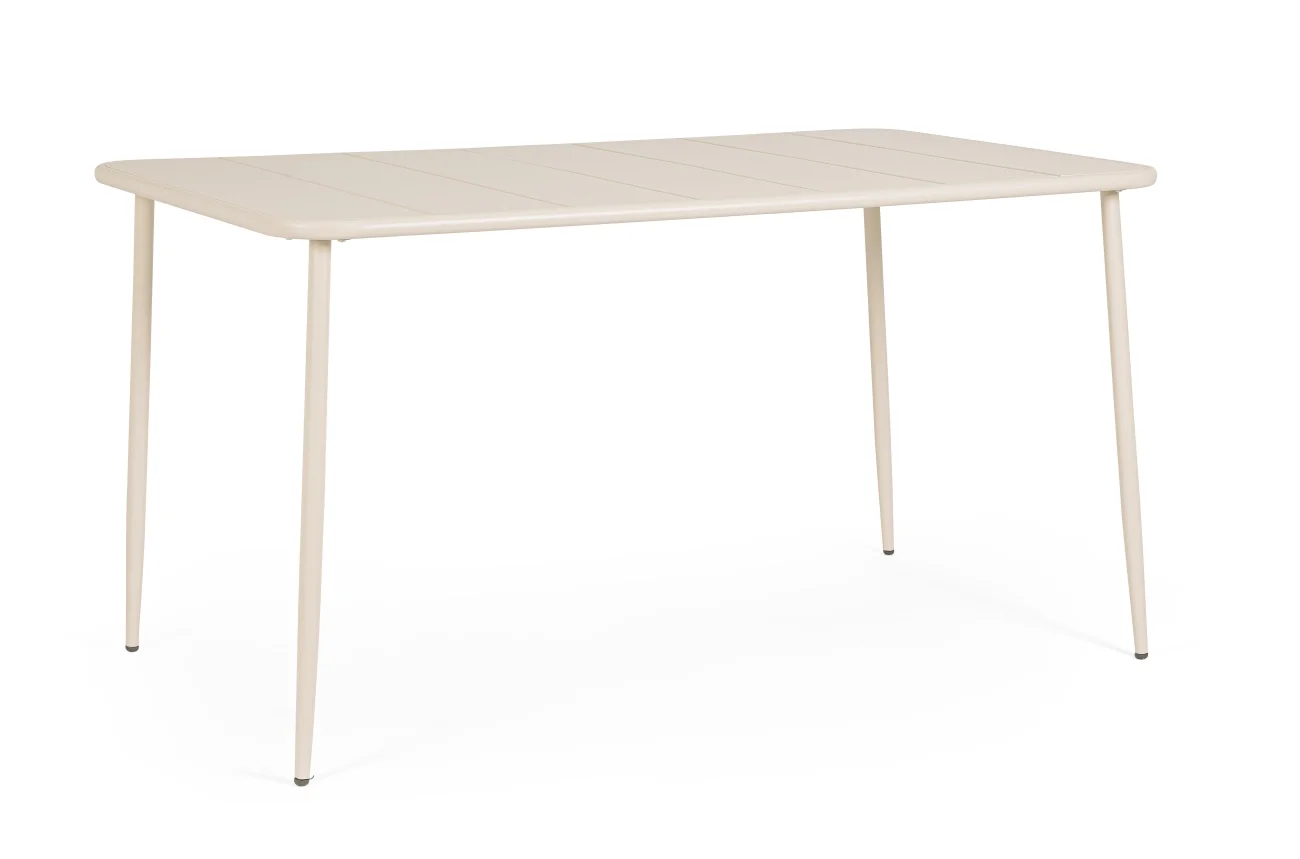 Gartenesstisch Yara aus Metall, klassisch rechteckig, champagnerfarben, 140x80 cm, für 4–6 Personen - Bizzotto