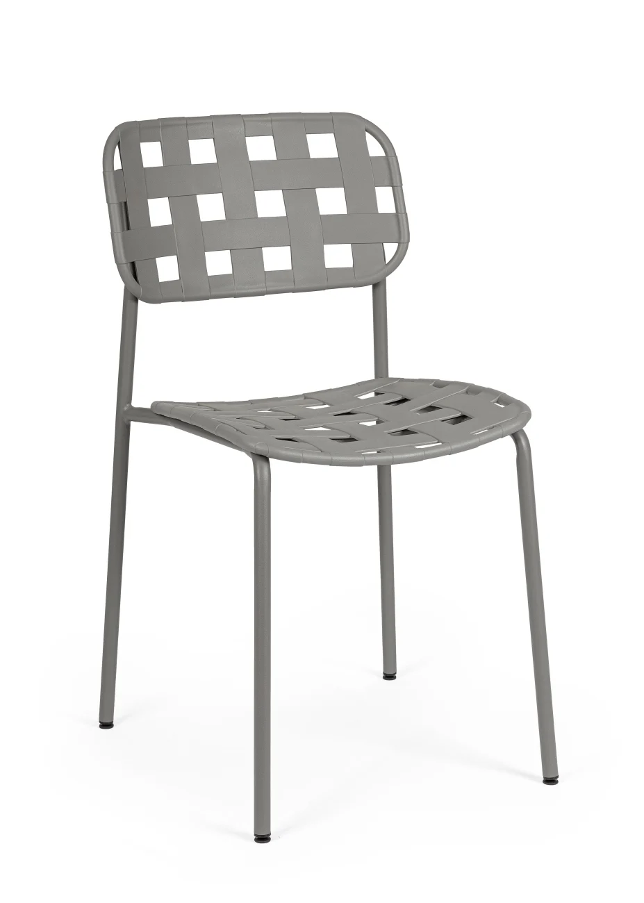 Gartenstuhl Clover 4er-Set aus Metall, modern, grau, stapelbar für deinen Außenbereich