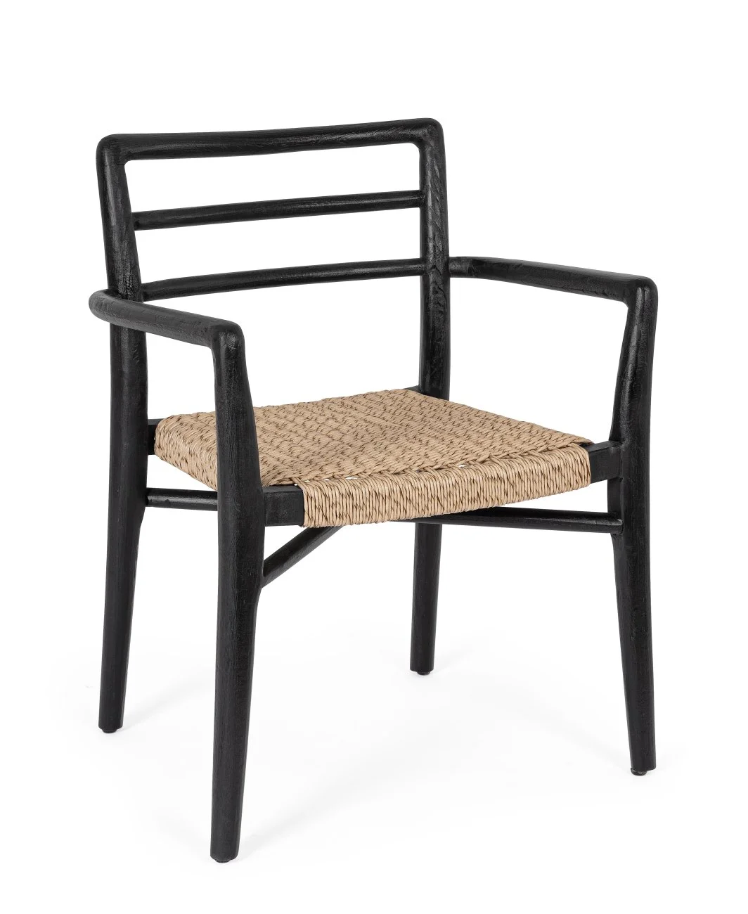Gartenstuhl Leticia aus Teakholz, modernes Design, stapelbar, natur schwarz, für draußen - Bizzotto