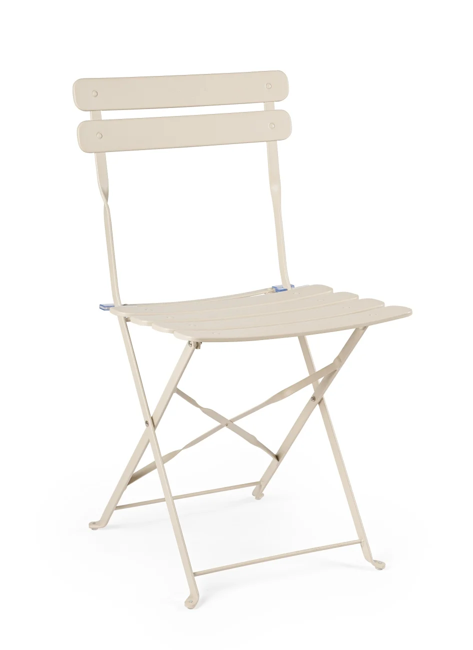Gartenstuhl Yasmin 2er-Set aus Metall, klassisch klappbar, champagner, robust und pflegeleicht