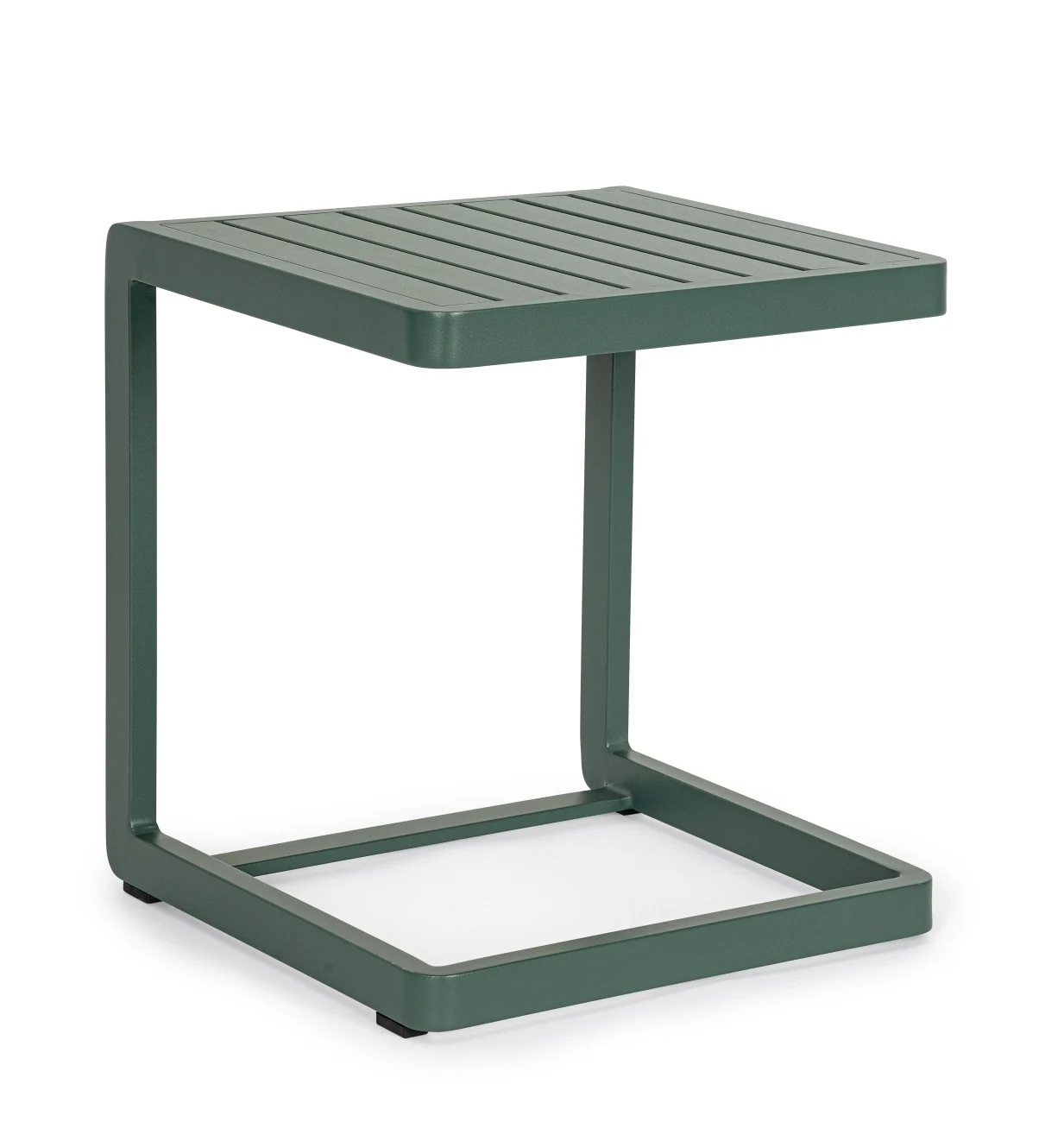 Beistelltisch Konnor aus Aluminium, modern und quadratisch, balsam dunkelgrün, pflegeleicht - Bizzotto