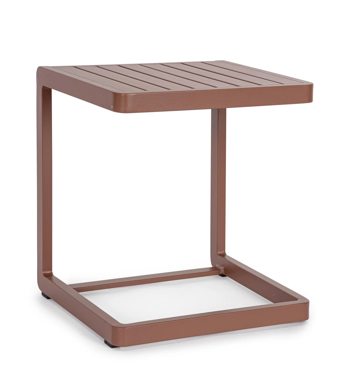 Beistelltisch Konnor aus Aluminium, modern, quadratisch, Braun Barn, pulverbeschichtet, 40x40x45 cm - Bizzotto