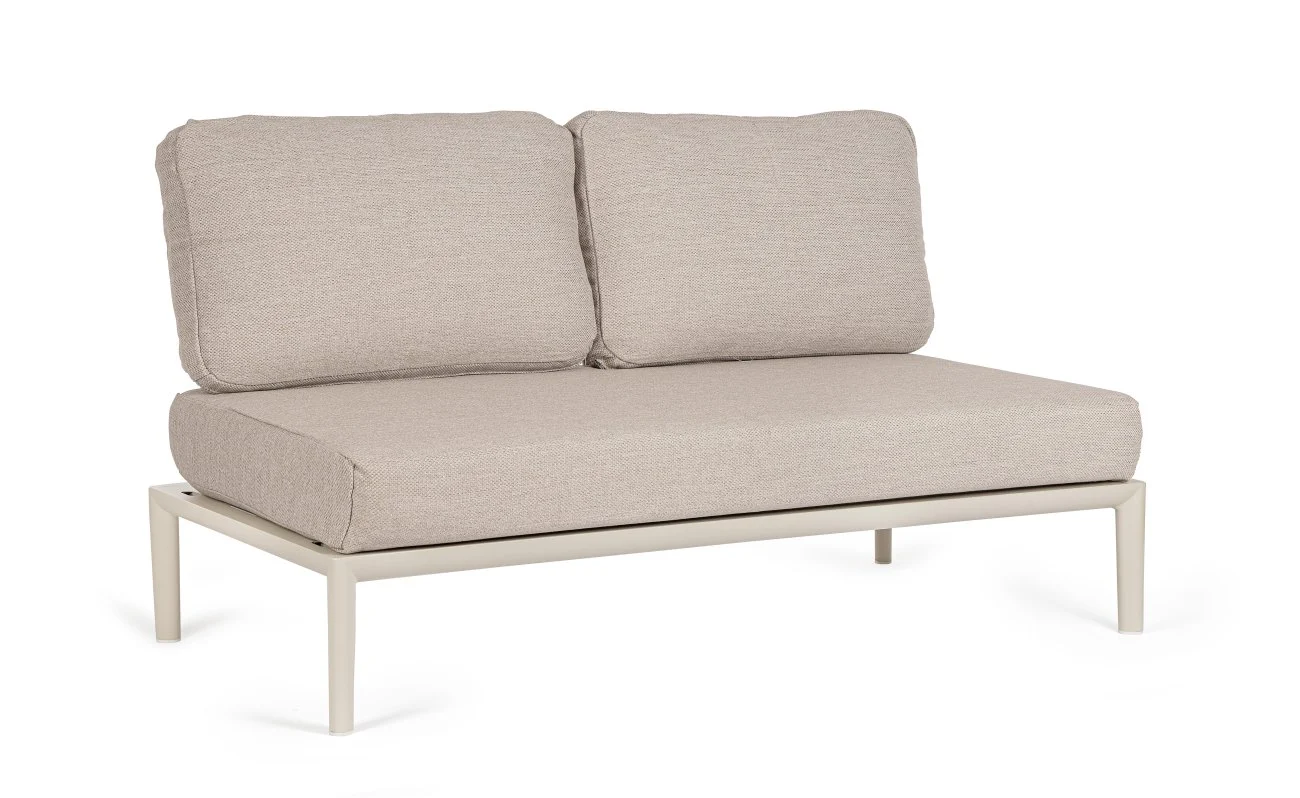 Gartenmodulsofa Gerald aus Aluminium, modern, Einzel-Element, beige Pelikan, abnehmbarer Bezug