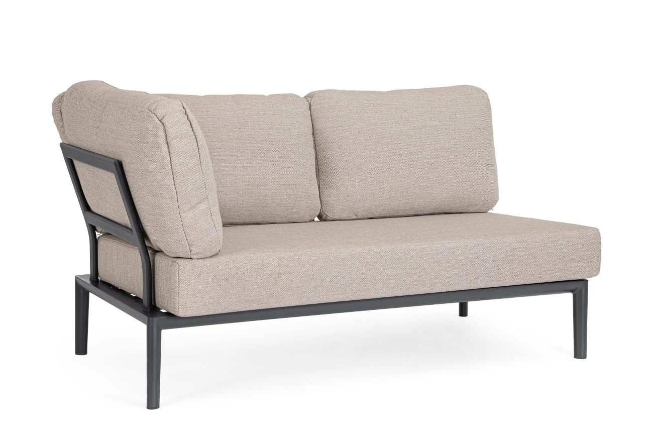Gartenmodulsofa Gerald aus Aluminium, modernes Eck-Element, anthrazit, abnehmbarer Bezug