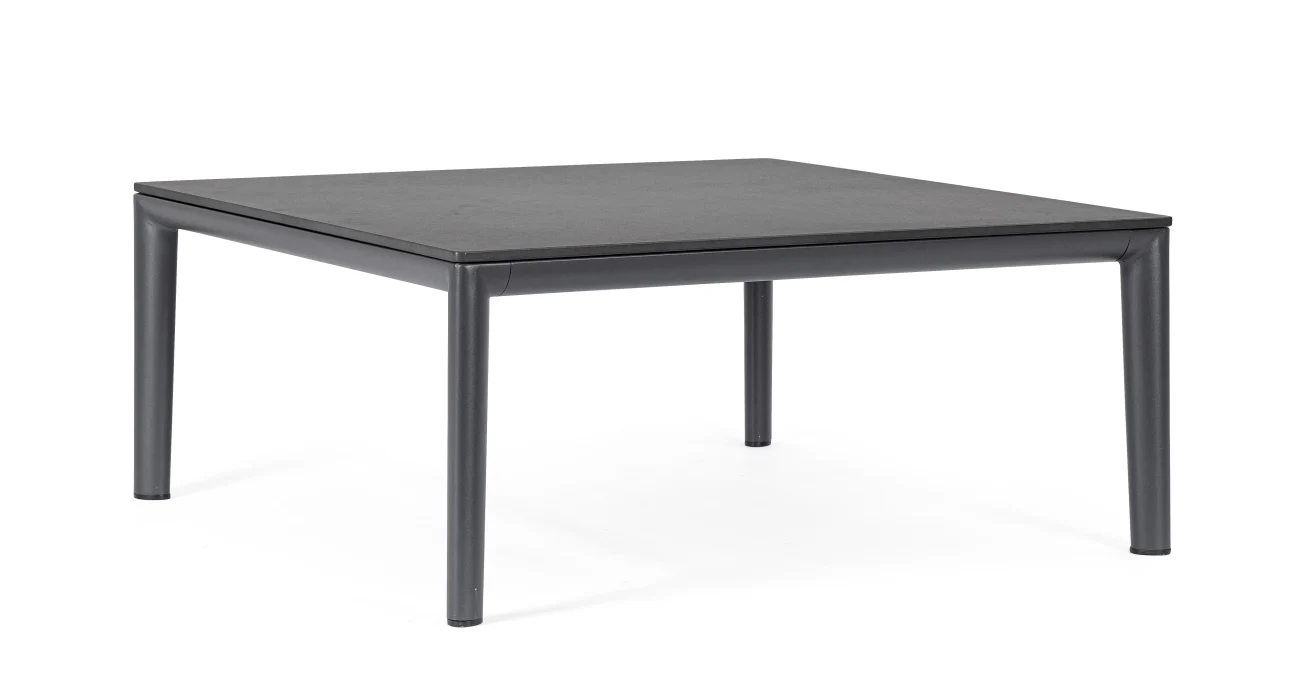 Gartencouchtisch Gerald aus Aluminium und Stein, modern, anthrazit, 90x90 cm, outdoor geeignet - Bizzotto