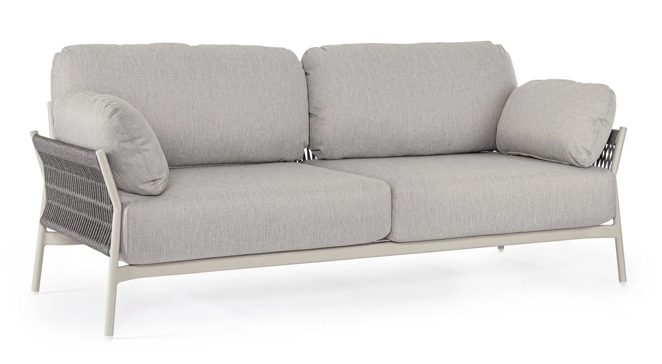 Sofa Pardis aus Aluminium, modernes Outdoor-Design, wasserabweisender Bezug, Farbe Agate