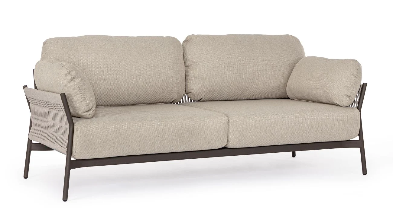 Gartensofa Pardis aus Aluminium, modernes Design, wasserabweisender Bezug, beige Raven – für 2–3 Personen - Bizzotto