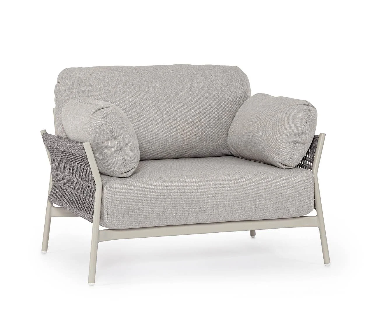 Gartensessel Pardis aus Aluminium, modern gepolstert, beige Agate, abnehmbare Kissen - Bizzotto