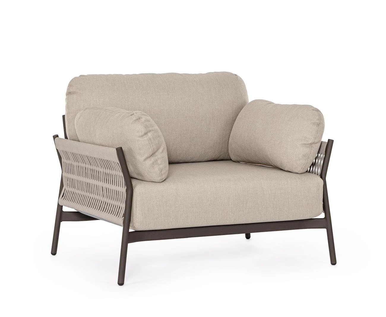 Gartensessel Pardis aus Aluminium, modern gepolstert, beige Raven, abnehmbare Kissen, Outdoor - Bizzotto