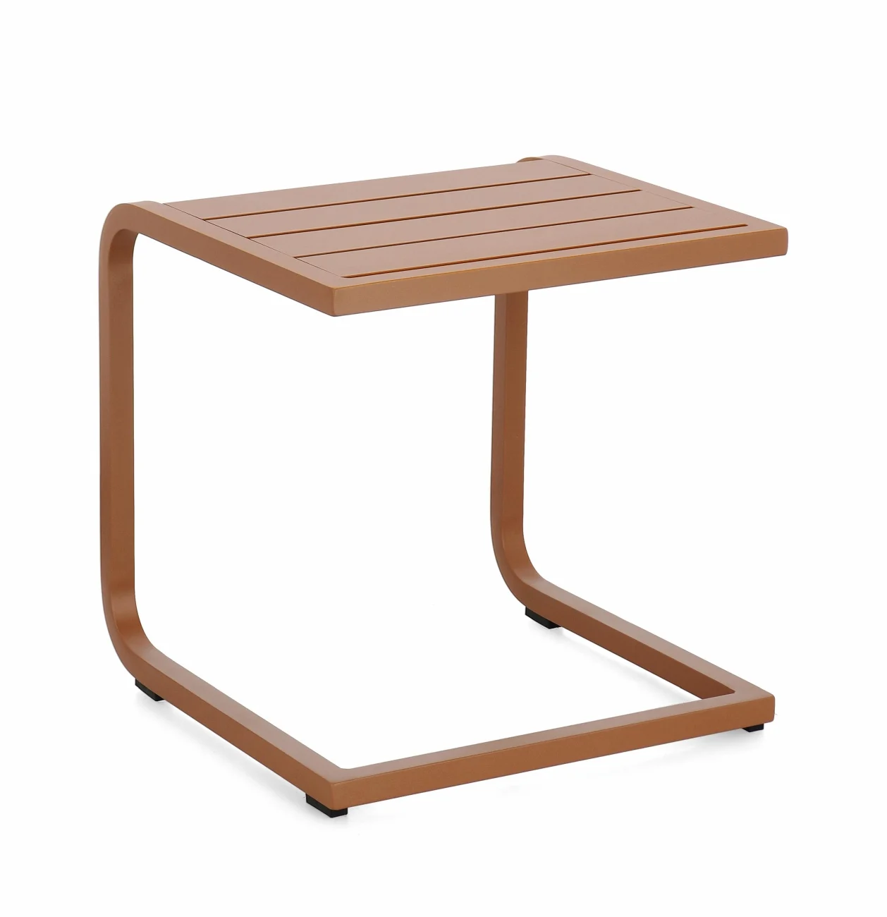 Gartenbeistelltisch Taylor aus Aluminium, modern pulverbeschichtet, Pecan Orange-Braun, 40x40 cm