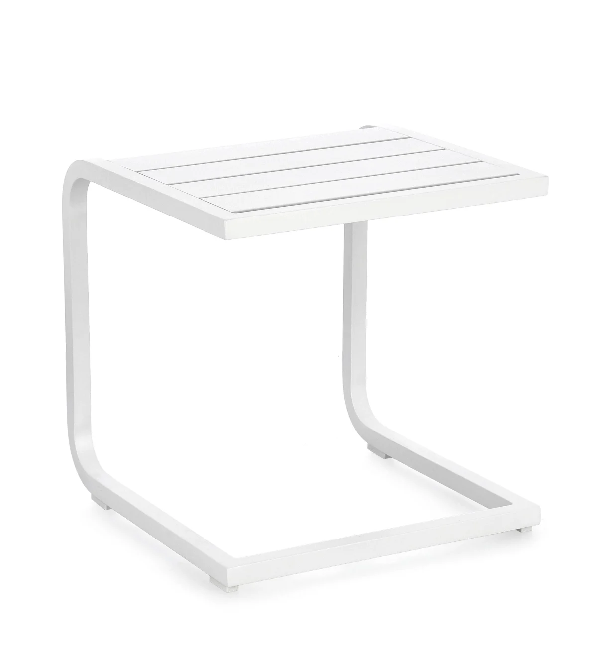 Gartenbeistelltisch Taylor aus Aluminium, modern und wetterfest, weiß, quadratisch 40x40 cm - Bizzotto