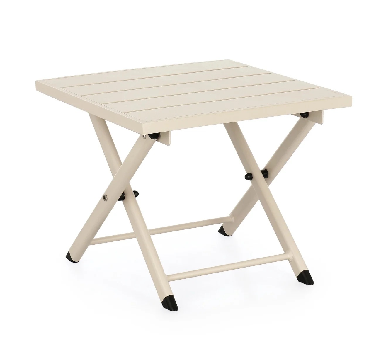 Gartenbeistelltisch Taylor aus Aluminium, modern klappbar, Beige Whisper, rechteckig - Bizzotto