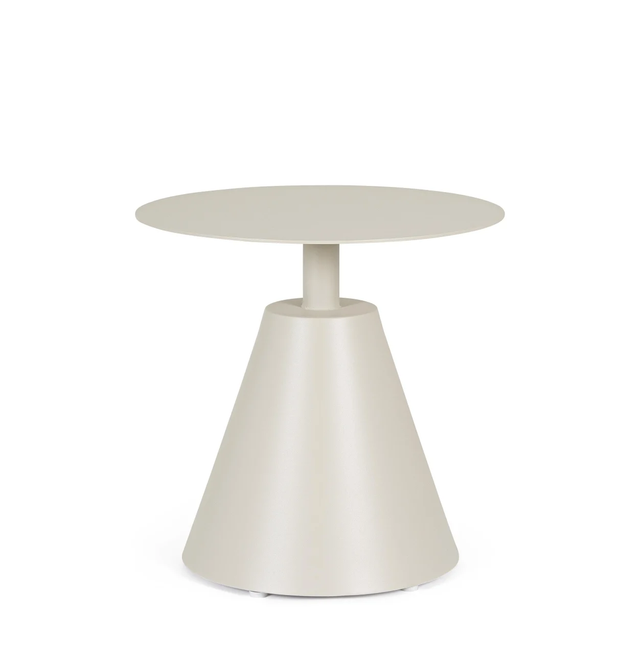 Couchtisch Aloha aus Aluminium, rundes Design, modern, Farbe Sandshell, pflegeleicht - Bizzotto