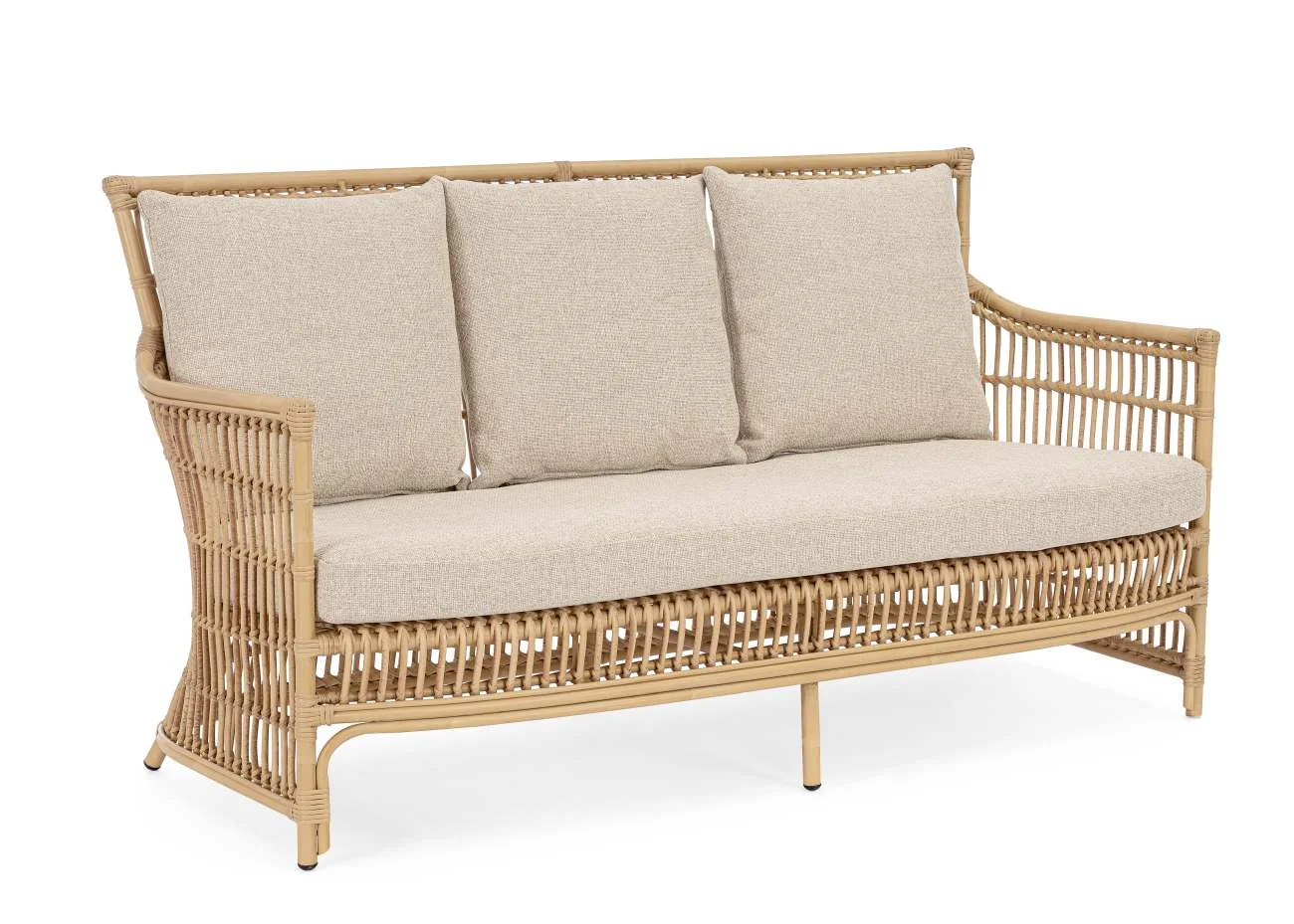 Gartensofa Adelma Rattan-Optik, Aluminium-Gestell, skandinavischer Boho-Stil, natur, für 2–3 Personen