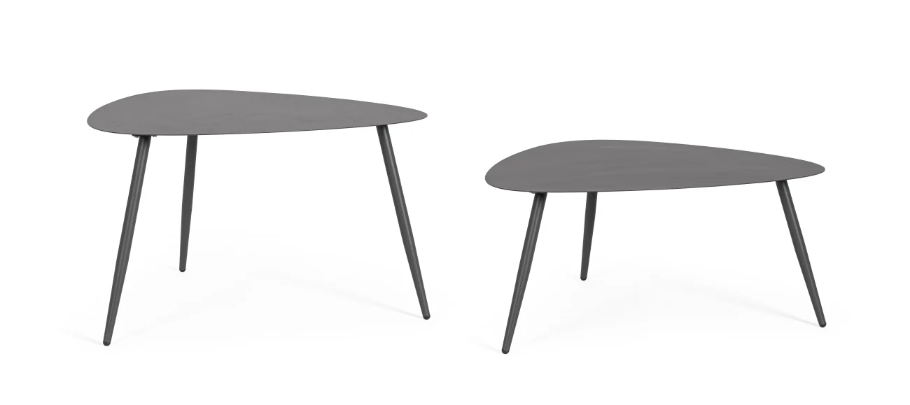 Gartencouchtisch-Set Yvonne aus Metall, modern, anthrazit, 2er-Set mit pulverbeschichteter Oberfläche