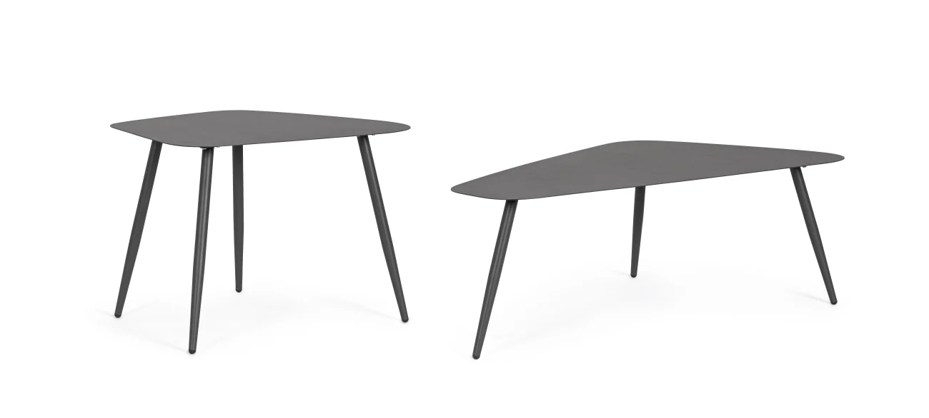 Gartencouchtisch Yvonne 2er-Set aus Metall, modern, anthrazit, eckig, pflegeleicht