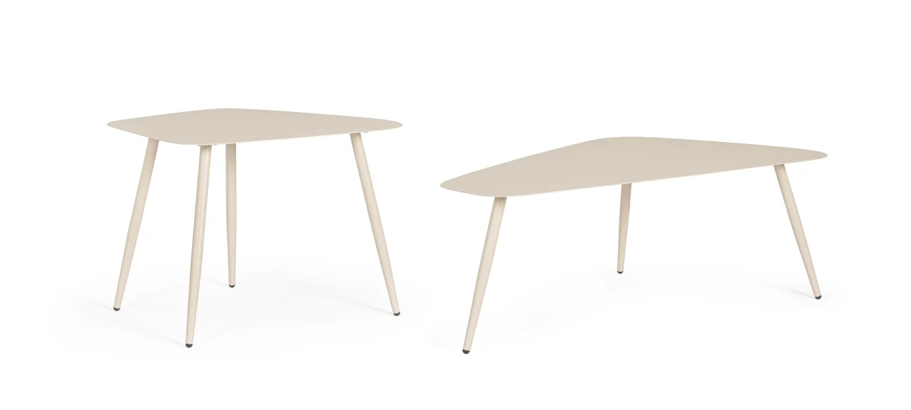 Gartencouchtisch Yvonne 2er-Set aus Metall, modern, champagnerfarben, eckig, pflegeleicht
