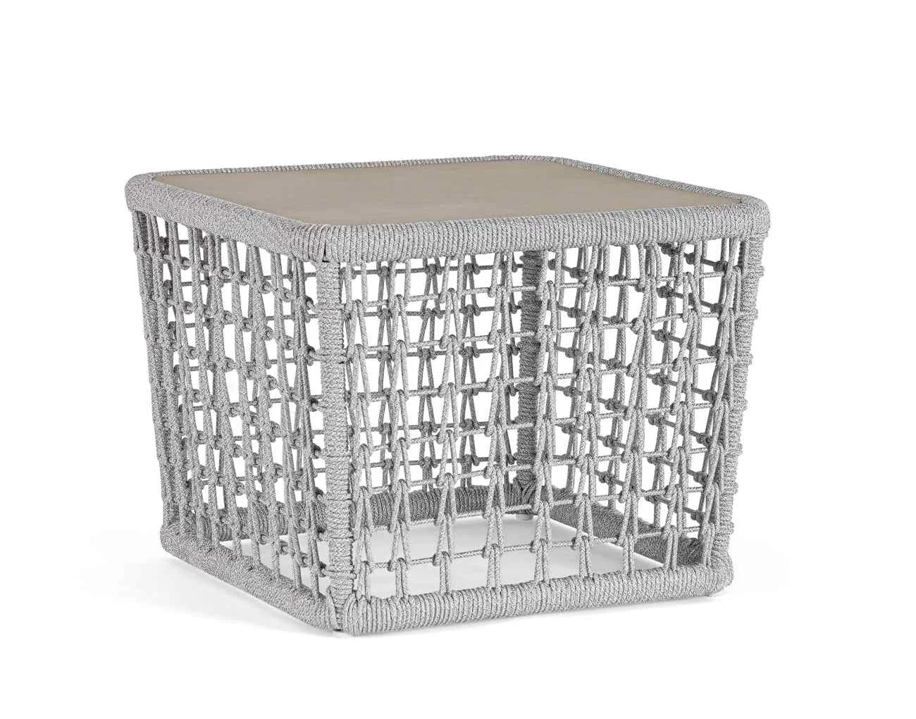 Gartencouchtisch Kollar aus Aluminium, modern, hellgrau Artic, quadratisch, pflegeleicht - Bizzotto