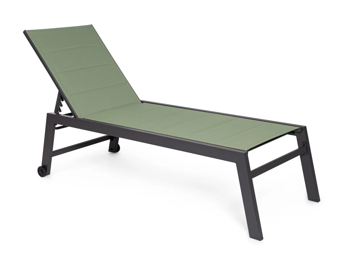 Gartenliege Hilde aus Aluminium, modern und verstellbar, grün, mit Rollen für flexibles Relaxen - Bizzotto