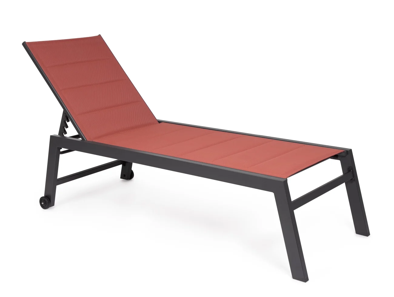 Gartenliege Hilde aus Aluminium, modern und verstellbar, rot, mit Rollen für flexible Nutzung - Bizzotto