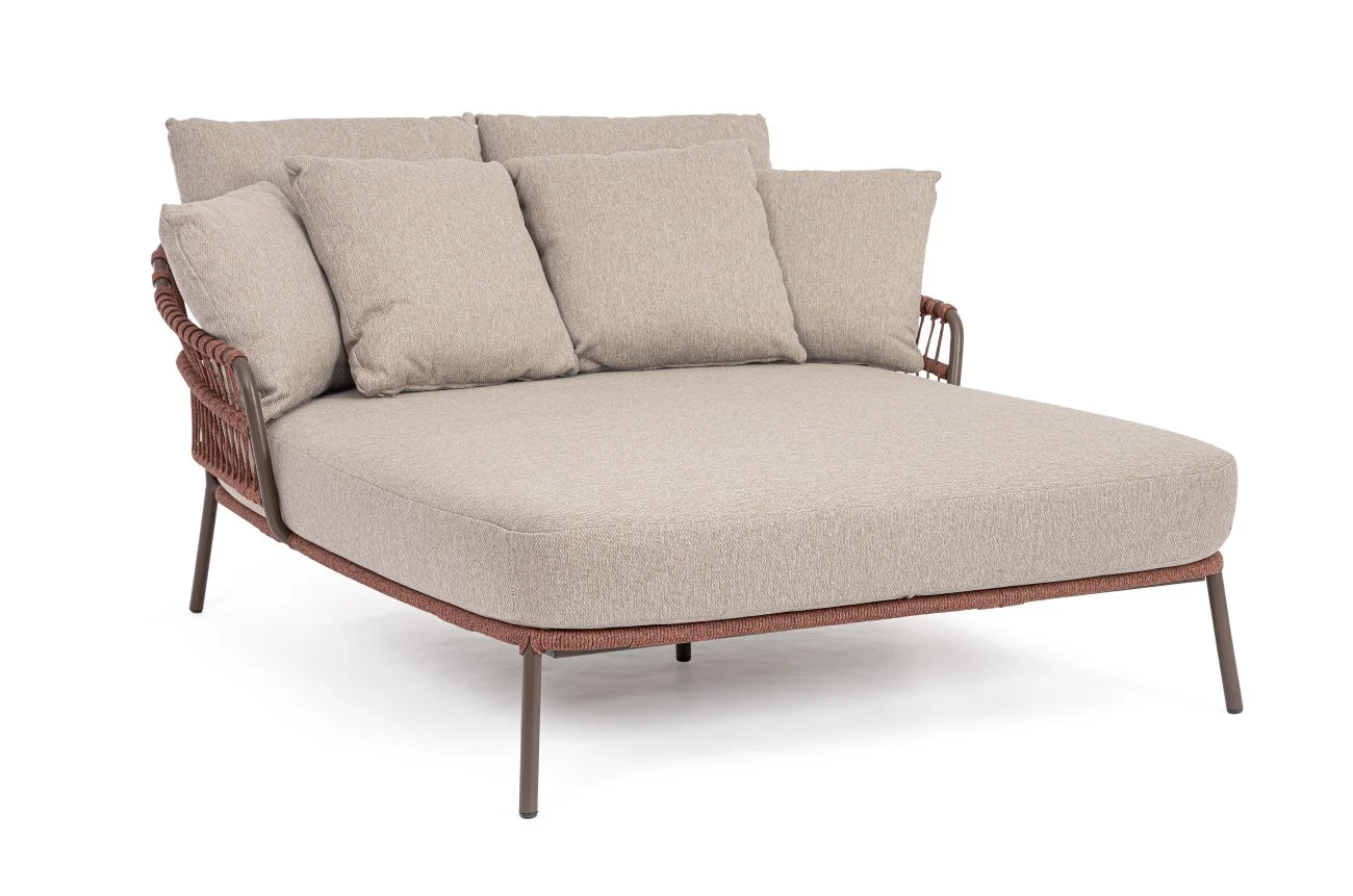 Gartendaybed Talaia aus Metall, modernes Design, wasserabweisender Bezug, Farbe Java - Bizzotto