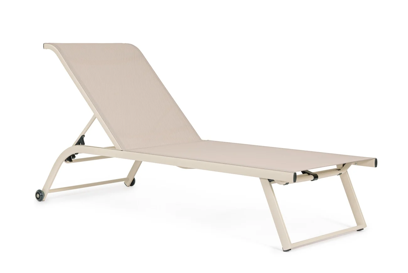 Gartenliege Taylor 2er-Set Aluminium, modern mit Rollen und verstellbarer Rückenlehne, beige Whisper