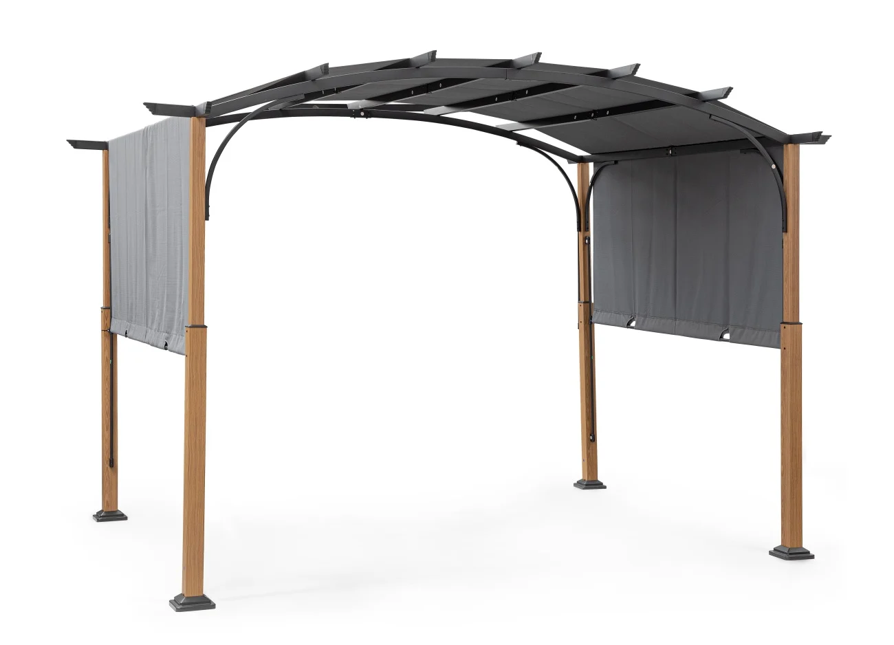 Pavillon Taormina aus Metall, modernes Design mit manuell verschiebbarem Dach, Natur / Anthrazit, für Deinen Outdoor-Bereich