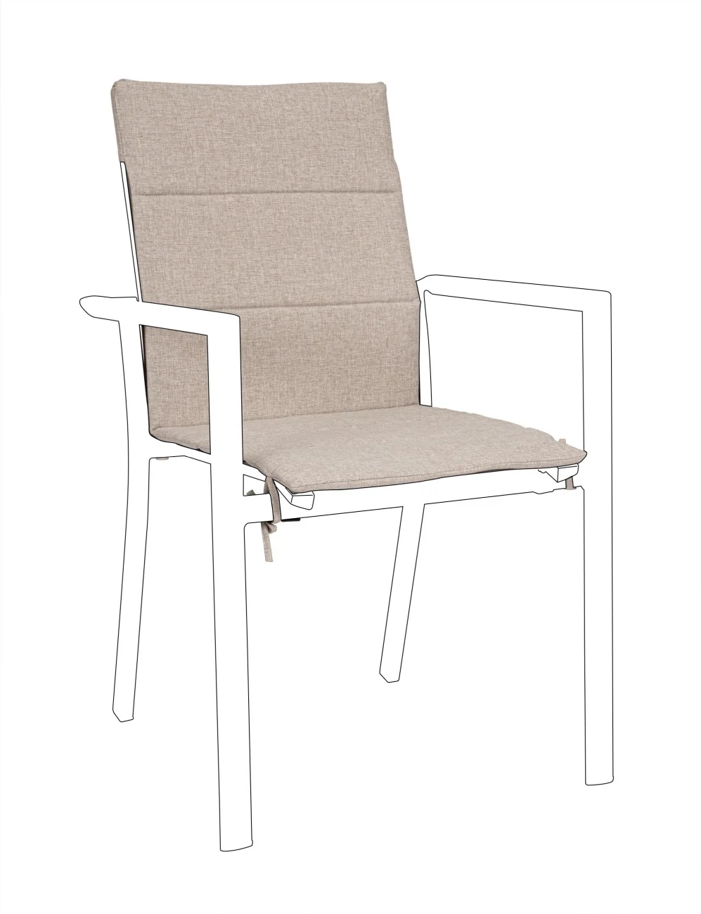 Auflage für Gartenstuhl Konnor 2er-Set, wasserabweisender Olefin-Stoff, modern, natur
