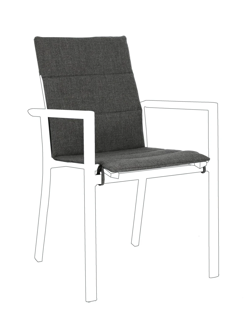 Auflage für Gartenstuhl Konnor 2er-Set, wasserabweisender Olefin-Stoff, modern, dunkelgrau