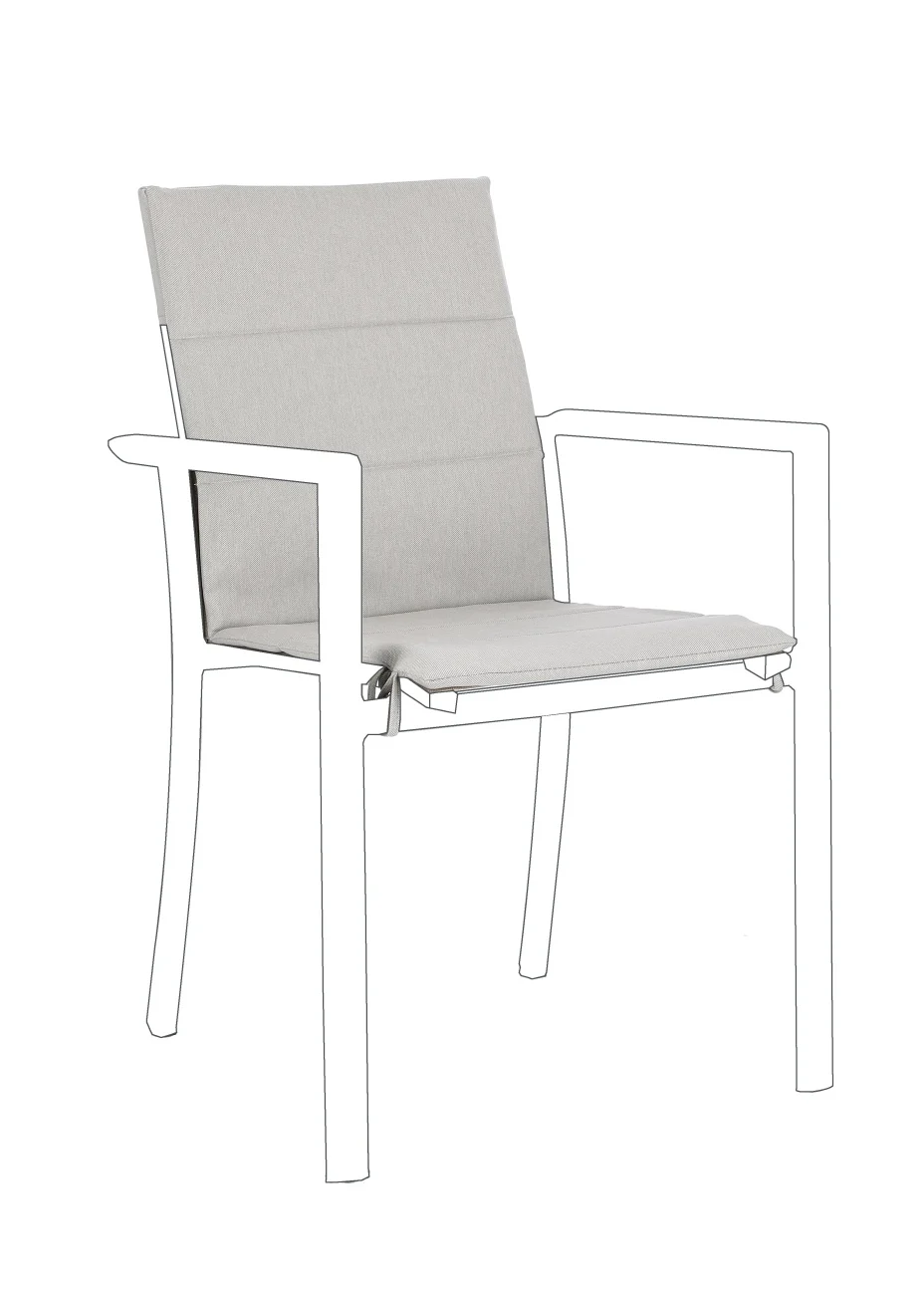 Auflage für Gartenstuhl Konnor, wasserabweisender Olefin-Stoff, modern, hellgrau, 2er-Set
