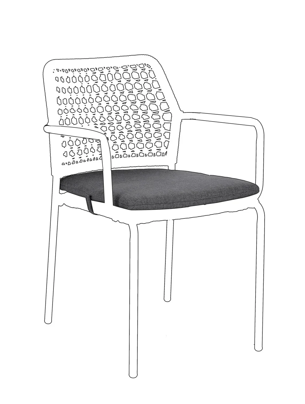 Sitzkissen Rajada 2er-Set aus wasserabweisendem Stoff, modern, Dunkelgrau, abnehmbarer Bezug