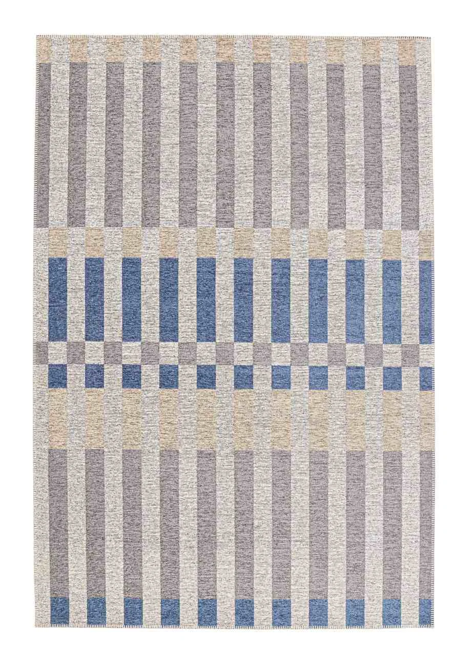 Outdoor Teppich Hada recyceltes Polyester, klassisch, grau blau beige, 200x290 cm - Bizzotto