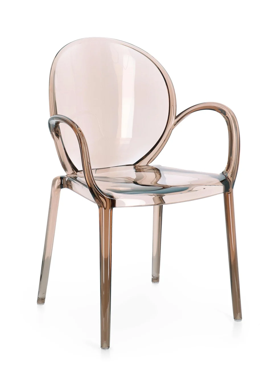 Gartenstuhl Camilla 4er-Set aus Kunststoff, modern, mit Armlehne, stapelbar, coffee braun