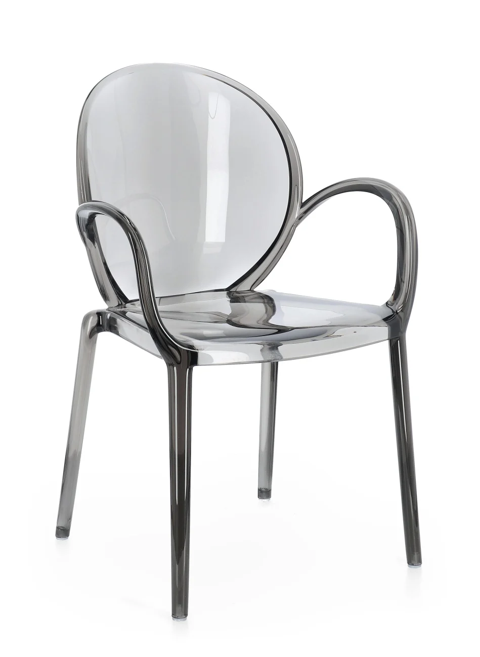 Gartenstuhl Camilla 4er-Set Kunststoff, modern stapelbar, mit Armlehne, grau, für innen und außen