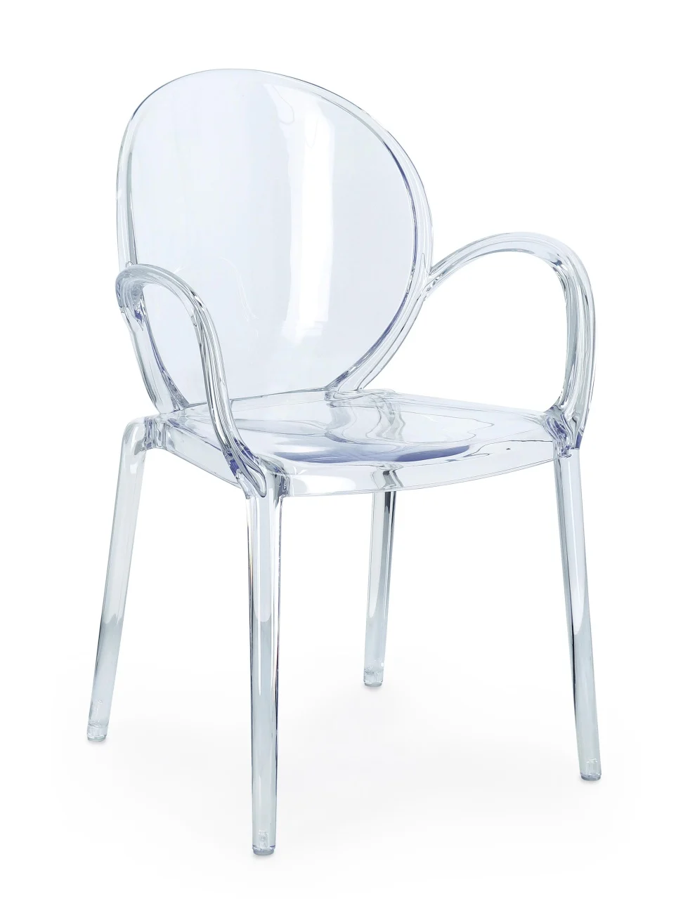 Gartenstuhl Camilla 4er-Set aus Kunststoff, modern stapelbar mit Armlehne, transparent