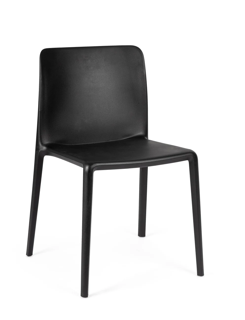Stuhl Chloris 4er-Set aus Kunststoff, modern stapelbar, schwarz, UV-beständig für drinnen