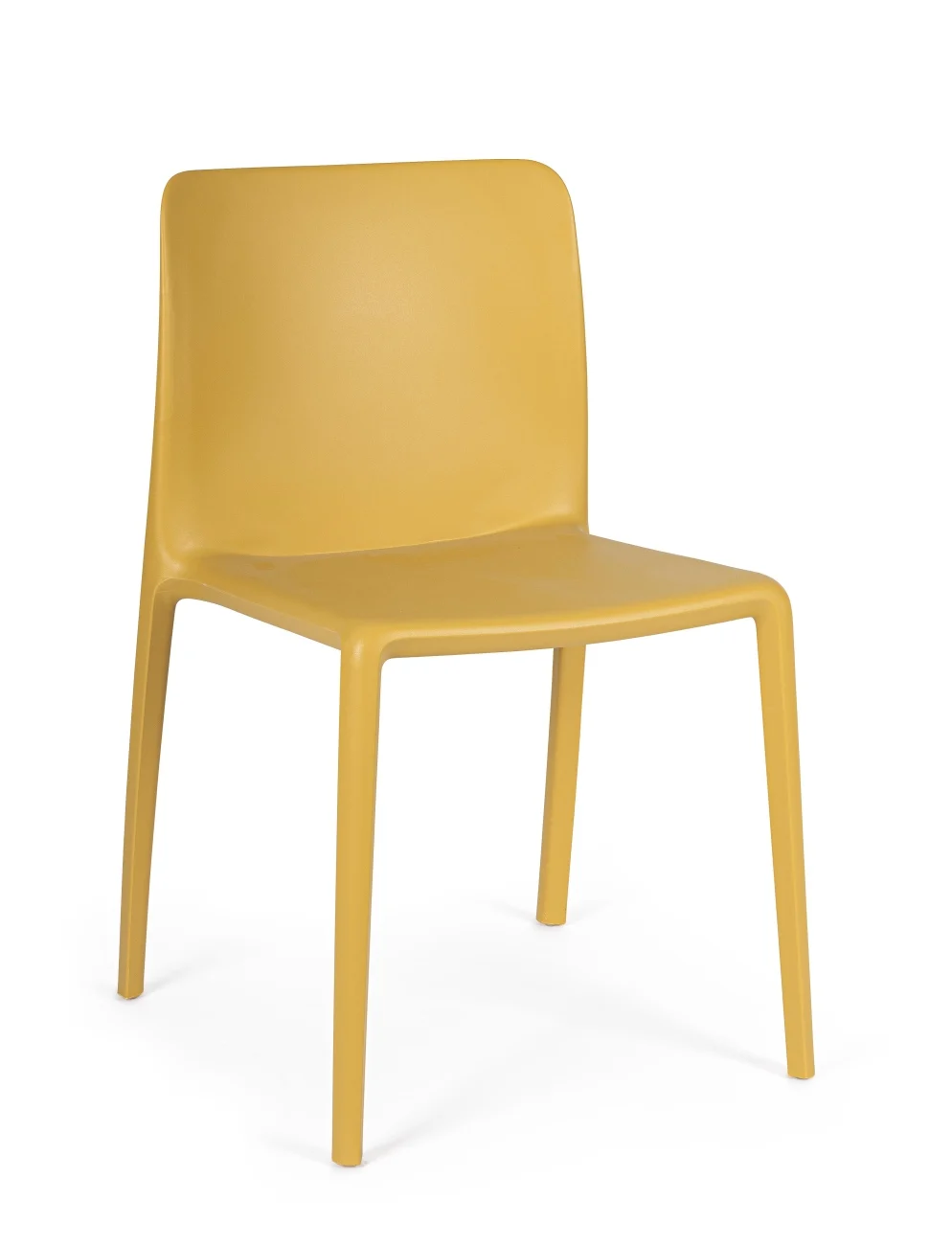 Stuhl Chloris 4er-Set aus Kunststoff, modern, ocker, UV-beständig und stapelbar für Dein Zuhause