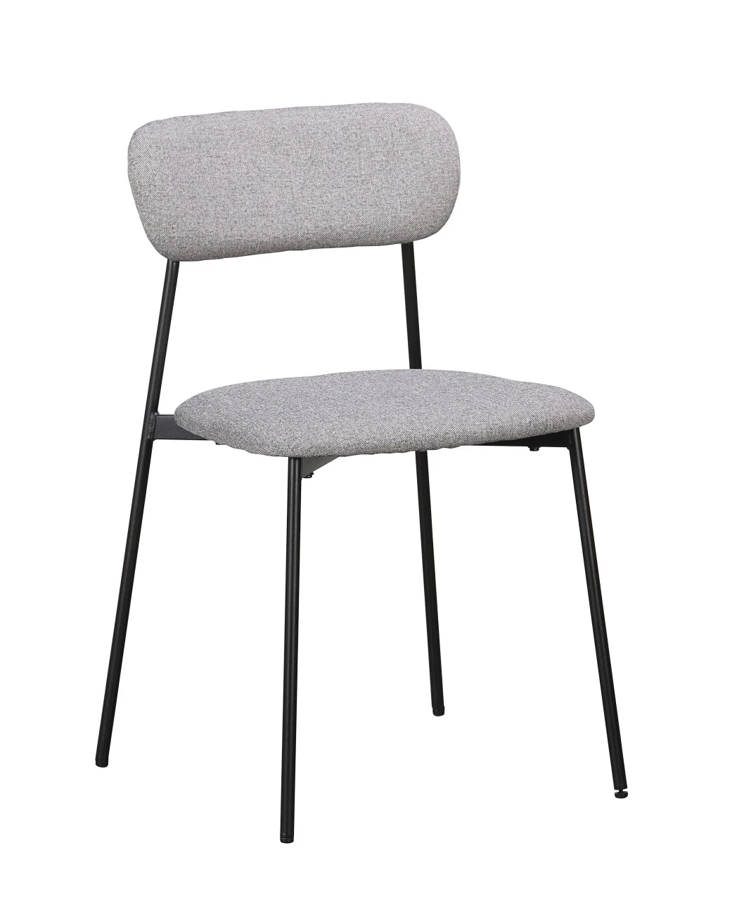 Esszimmerstuhl Inka 4er-Set Stoff, modern gepolstert, Dunkelgrau, Metallgestell schwarz