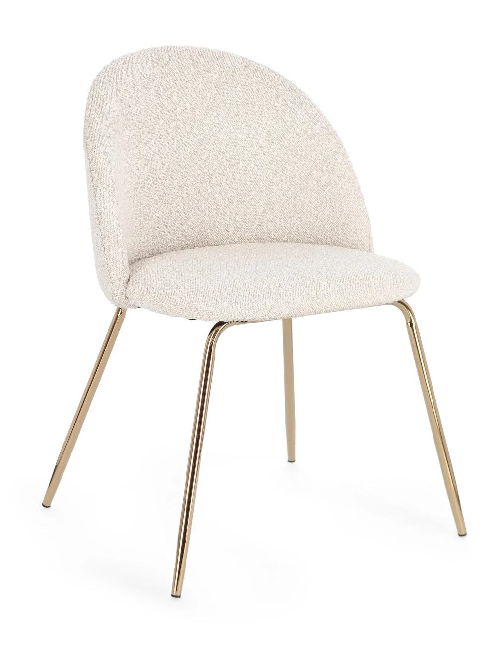 Esszimmerstuhl Tanya 4er-Set aus Boucle, modern gepolstert, Elfenbein Gold, komfortabel für Dein Esszimmer