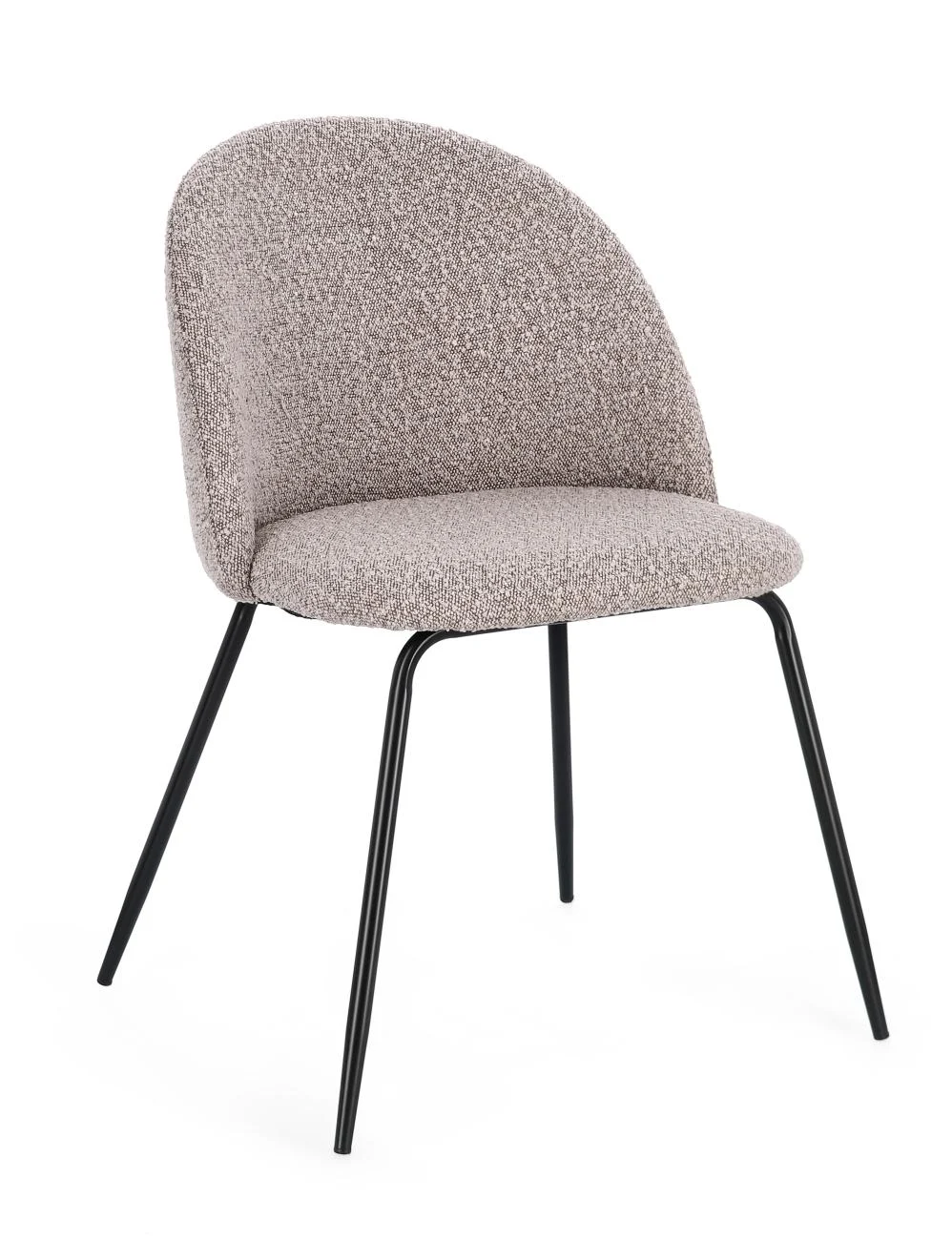 Esszimmerstuhl Tanya 4er-Set aus Boucle, modern gepolstert, Farbe Nerz, Gestell Schwarz