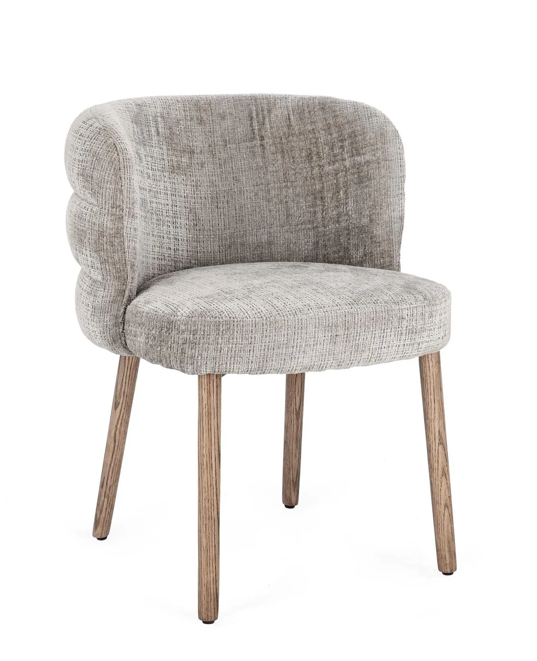 Esszimmerstuhl Ilma aus Stoff, modernes Design, gepolstert, Aschgrau, Gestell in Natur - Bizzotto
